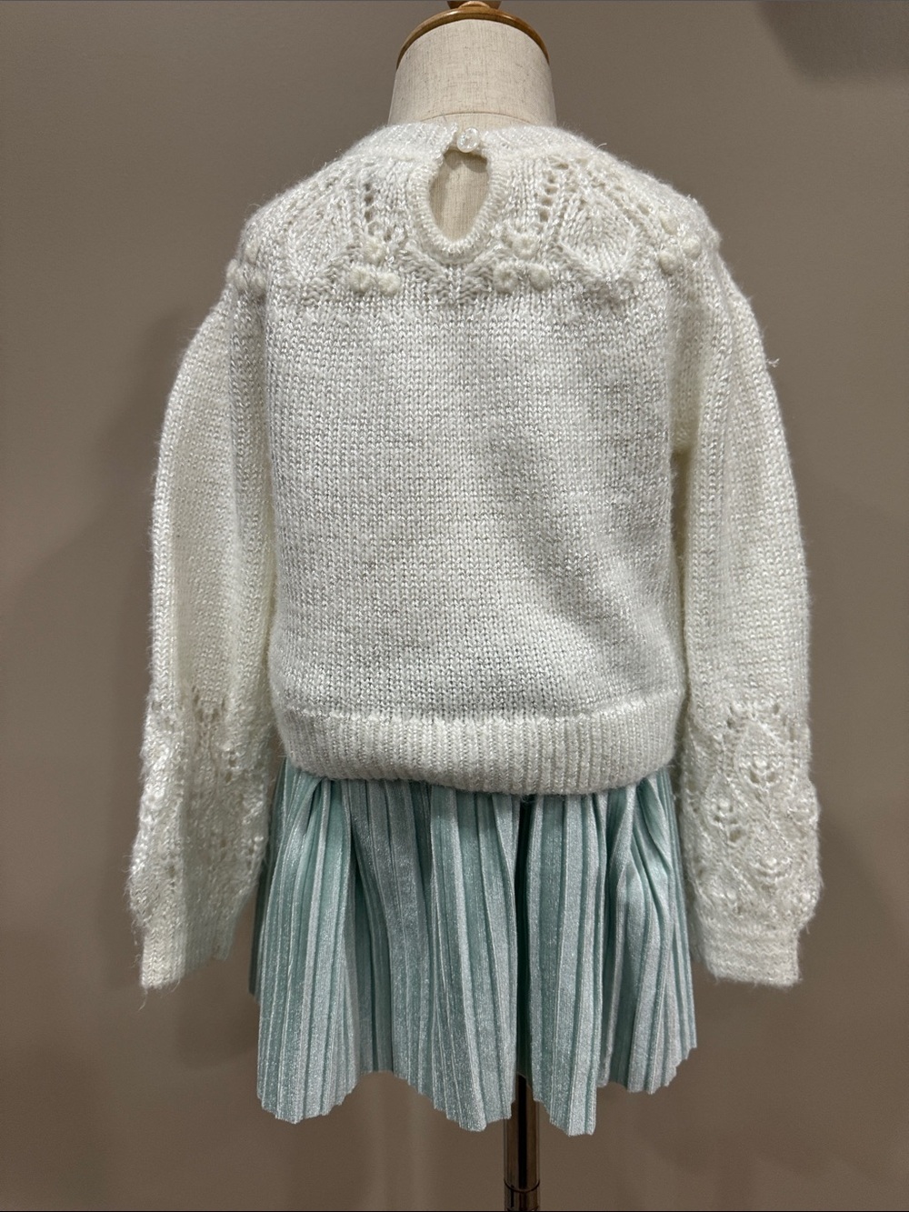 Rachel Zoe Cream Sweater with Mint Pleated Skirt Set - Picture 3 of 3